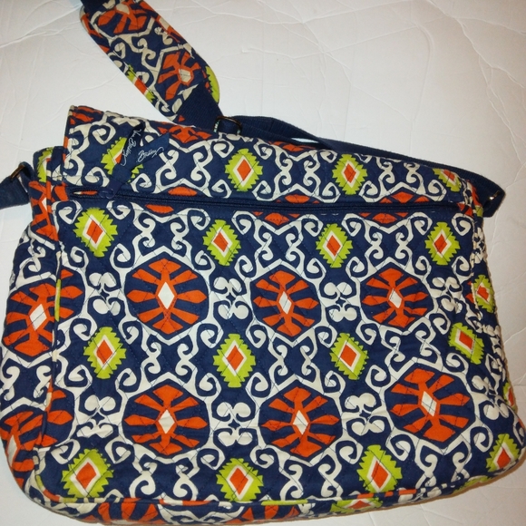 Vera Bradley large Paisley Quilted Briefcase Laptop Messenger Bag Work Office - Picture 7 of 9